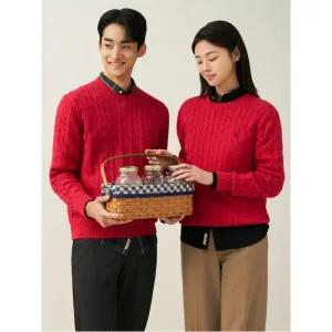 [빈폴] (BC5151E056) [빈폴멘] [Esssential] 코튼 케이블 니트  레드 (BC5151E056)