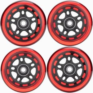 헤이좀 인라인 스케이트 휠 야외 및 실내 인라인 스케이트 교체 휠 85a 롤러 하키 휠(베어링 ABEC-9 및 플로팅 스페이서 포함), 64mm 70mm 72mm 76mm 80mm 84mm 90mm 다이아, 4팩(64mm, 빨간색)