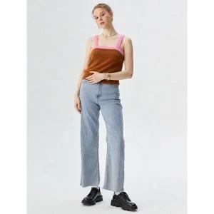 [하프클럽/에고이스트]카멜 배색 포인트 날개사 니트 베스트 EN4KV060