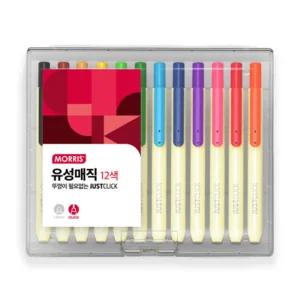 유성 매직 색상펜 노크형 다색필기 12색 세트