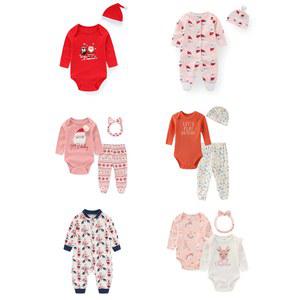 패션 아기 첫 크리스마스 의류 세트 코튼 부드러운 신생아 소년 소녀 Onesies 긴 소매 유아 휴일 복장