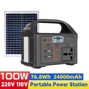 휴대용 파워 스테이션, 100W, 24000mAh, 220V, 110V 보조배터리, 76.8Wh 태양광 발전동, LiFePO4 야외 에너