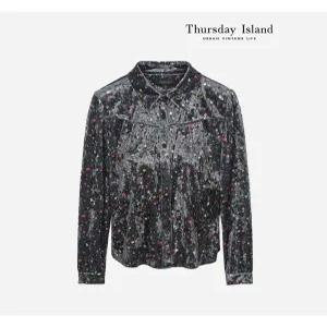 [써스데이아일랜드][Thursday Island] 벨벳 카라 블라우스(T238MBL631W)