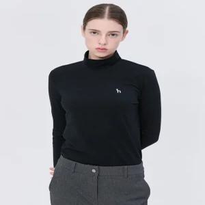 [헤지스 골프 여성] [24FW] WWTS4D773BK 스테디셀러하이넥 로고 긴팔티셔츠 BLACK