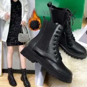 여성 블랙 기모 안감 통굽 워커 여자신발 여성신발 워커부츠 키높이워커 키높이부츠 여성워커