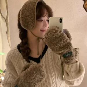 알포유 뽀글이 귀마개 장갑 세트 겨울귀마개모자 방한귀마개 겨울귀마개 귀도리 방한마스크