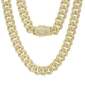 KRKC & CO 12mm 14K CZ 46 키헤이 목걸이 마이애미 쿠반 체인 지르코니아 금도금 다이아몬드 굵은 키헤이