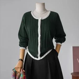 (안나앤플러스) A. 세레노 배색 가디건 [가디건D0808S02] 빅사이즈