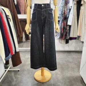 [밸리걸]가을 스티치 포켓 스판 세미 와이드 데님 팬츠 610430