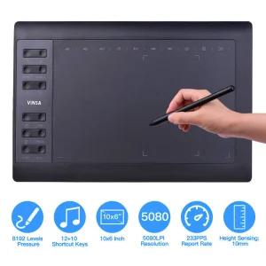 가성비태블릿 10x6 Inch Professional Graphics Drawing Tablet 12 Express Keys 윈도우 Mac Painting Desi