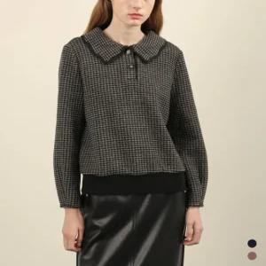 올리비아로렌 / 물결 카라넥 티셔츠 VOCAL4W9321 / 애플아울렛 ( 블랙 브라운 )