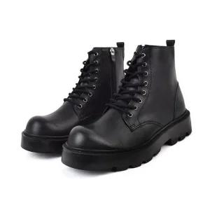 고품질 남자하이탑 스웨이드부프 지퍼 남자 올블랙 패션워커 남자캐주얼워커 털부츠 (WFK28KJ)