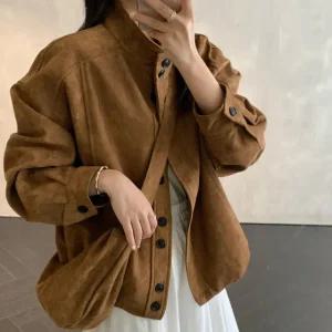 [블랙퀸][블랙퀸] 가방포함 루즈핏 스웨이드 자켓 blk004005