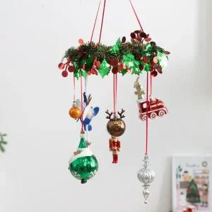 /플라워트리 크리스마스 가랜드 벽장식 산타루돌프 샹들리에 43cm