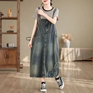 멜빵청치마 멜빵치마 오버롤 H라인 서스펜더 데님 치마