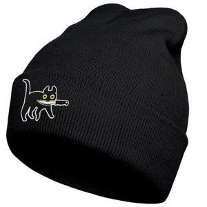 웃긴 고양이 비니, 귀여운 고딕 쿨 니트 모자 남녀용