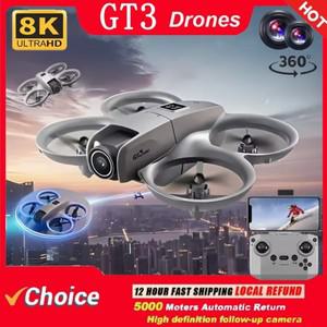 신형 드론 GT3 GPS 8K 프로페셔널 HD 360 ° 듀얼 카메라 5G WIFI 브러시리스 모터 장애물 회피 FPV 접이식