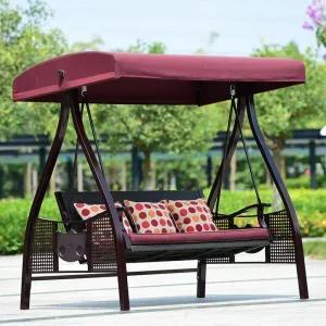 [아트박스]/위드마켓 3인용 정원 그늘막 그네의자 (레드)