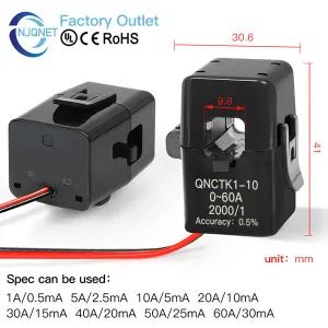 호환  스플릿 코어 전류 트랜스포머 QNCTK1-10 5A5mA 5A2.5mA 10A10mA 20A10mA 30A15mA 50A25mA 센서 전류