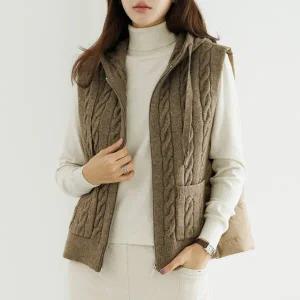 [THE BLACK] 꽈배기니트울패딩조끼[3온스] VED6046_YC