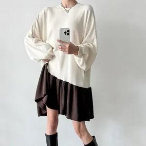 여자 투톤 빅사이즈 골지 프릴 가을 미니원피스