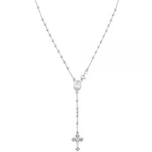 Miabella 이탈리아 925 스털링 실버 또는 18K 금 도금 묵주 비즈 크로스 Y 목걸이 체인 여성용, 순은, 보석