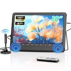 탈착식 안테나가 장착된 10인치 소형 휴대용 TV, IPS 디스플레이가 1080P 미니 HDMI, USB, RCA 지원, 디지털 튜너, AV 입력, 듀얼 스피커 및 리모컨 내장