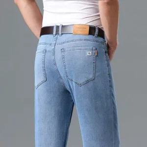 지니코코 남성 일자 여름 청바지 스트레이트 쿨링 슬림핏 하이웨스트 아빠 스판 캐주얼 바지 힛템