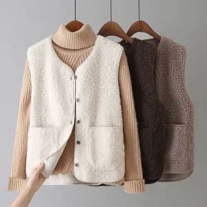 여성 사무실 보온 조끼 뽀글이 양털 집업 후리스 따뜻한 실내용 베스트