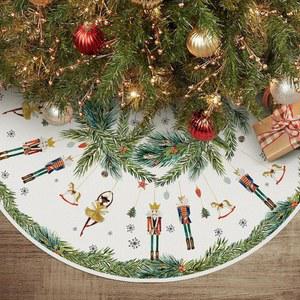 AVOIN 컬러라이프 홀리 호두까기 인형 크리스마스 트리 스커트 36인치, 겨울 홀리데이 트리 매트 장식