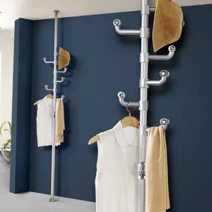 고정식 옷걸이 다용도 튼튼한 천장 폴 행거 조립식 수납 코너 공간활용 모자걸이 옷가지 원터치 파이프