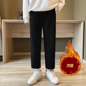 겨울 남녀공용 밴딩 스판 기모 세미 와이드 운동복 체육복 츄리닝 트레이닝 방한 바지