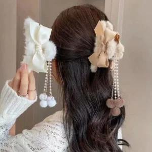 퍼집게핀 리본퍼 트렌드 폼폼방울 머리핀 집게핀 폼폼머리핀 헤 폼폼집게핀