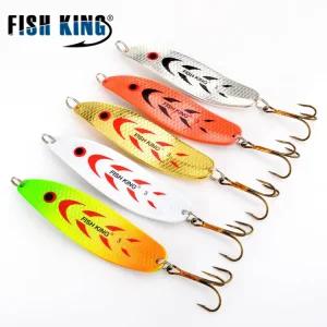 파이크 하드 트롤링 낚시 Wobble 인공 트레블 스푼 금속 미끼 2030g KING 송어 베이스 가있는