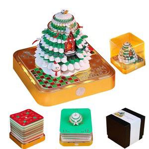 3D 캘린더 2026 타임피스 메모 패드 찢기 조각 예술 메모장 종이 작품 스티키 노트 레코드 DIY 크리스마스 선물 사무실 데스크톱 장식-황금 트리