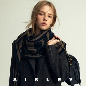 시슬리 시그니처 울 캐시미어 니트 머플러 가죽 벨트 2종