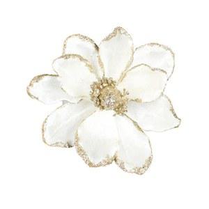 크리스마스를 위한 vctops 10 PCS 글리터 인조 꽃 크리스마스 트리 화환 DIY 장식 6.3 인치 꽃, 화이트