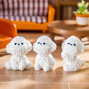 피규어 소품 강아지 미니어처 책상 데코 동물 장식용 야광 화이트 6종세트