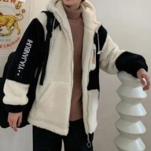 남성 양털 자켓 빅사이즈 뽀글이 후드 남성 아우터 자켓 겨울 배색 점퍼