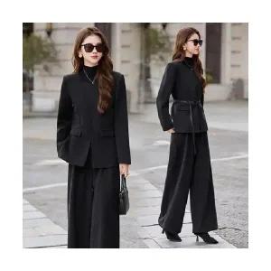 여자 정장세트 모직 세트 가을 겨울 프리미엄 코트 와이드 바지 투피스 코디 BE4