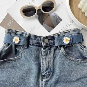 데이지 꽃 장식 허리 사이즈 조절 벨트 논홀 벨트 원피스허리벨트