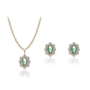 [에비뉴다이아몬드]베르사 14K 탄생석 18K 그린 사파이어 귀걸이 목걸이세트
