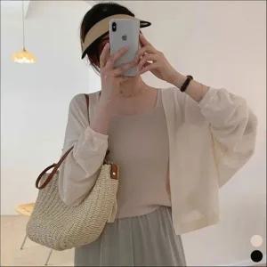 여름 루즈핏 볼레로 크롭가디건 여성 아우터 아방핏 2색