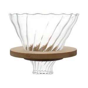 드리퍼 커피 필터 우드홀더 유리 추출기 도구