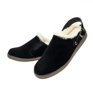 샌들겸용 스트랩 슬링백 블로퍼-블랙 키높이 3cm굽 쿠션퍼인솔 보온 겨울 실내외 방한용