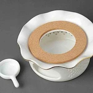 [골드스마일]도자기 티 워머 화이트 차 티팟 양초 차용품 히터