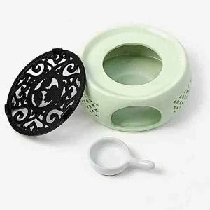 [골드스마일]도자기 티 워머 민트 블랙 양초 티팟 차