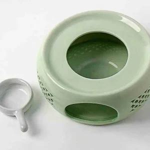 [골드스마일]도자기 티 워머 민트 브론즈 양초 차 티팟