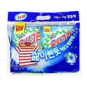 표백제 2개입 1kg 옥시크린 표백 옷삶기 옷얼룩제거 분말 형 세탁