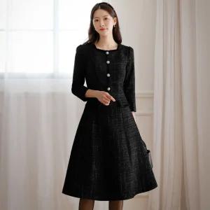 [시크라인] (~XXL까지) 리에이브 펄사 트위드 원피스 겨울 A라인 하객룩 오피스룩 모임룩 격식룩 연말룩 빅사이즈